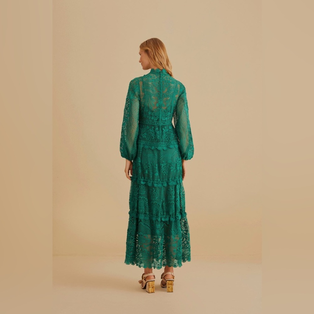 Anthropologie Green Lace Maxi Dress - Picture 5 of 6